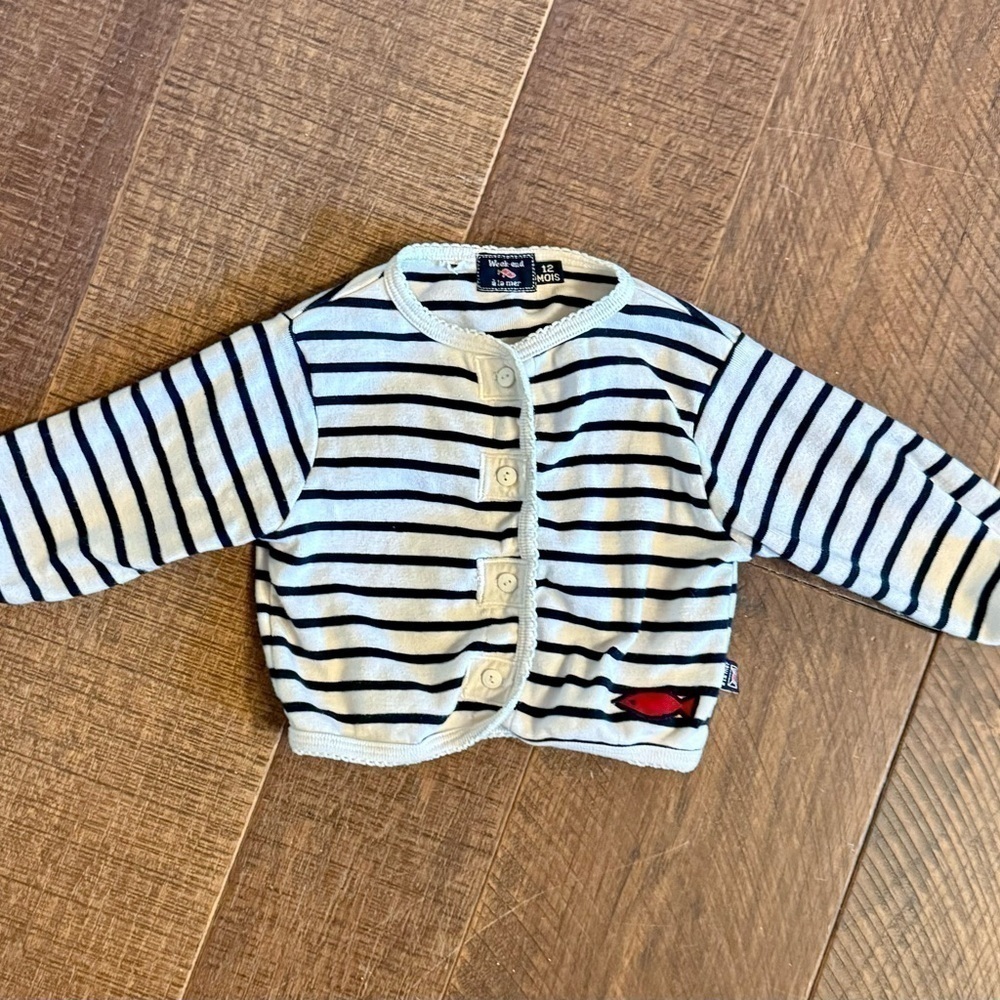 Weekend a la mer blue white sweater coat